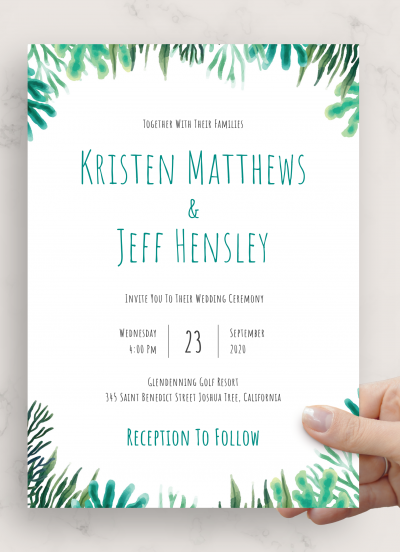 Download Seaweed Beach Wedding Invitation