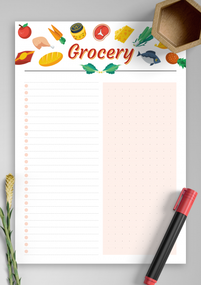 Download Simple colourful grocery list