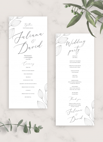 Download Simple Floral Wedding Program Card