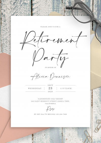 Download Simple Minimalist Retirement Party Invitation