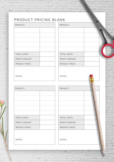 Download Simple Product Pricing Blank Template