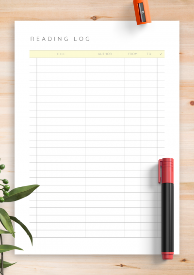 Download Simple Reading Log Template