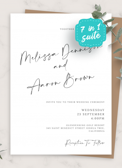 Download Simple Script Formal Wedding Invitation Suite