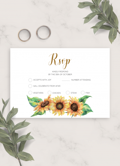 Download Simple Sunflower Wedding RSVP Card