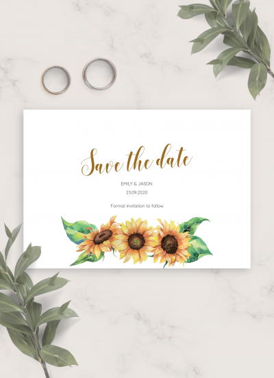 Download Simple Sunflower Wedding Save The Date Card