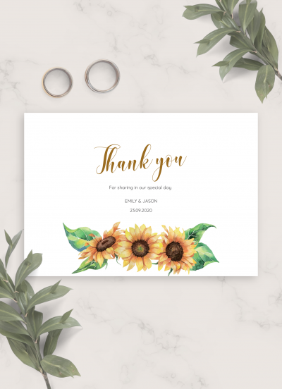 Download Simple Sunflower Wedding Thank You Card