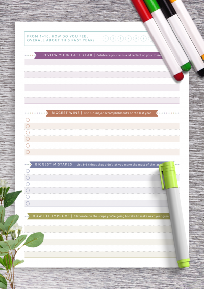 Download Simple Yearly Goal Review Template - Casual Style