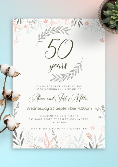 Download Soft Floral Anniversary Invitation