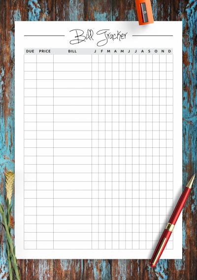 Download Square grid monthly bill tracker