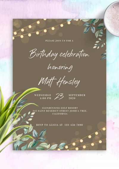 Download String Lights Birthday Invitation