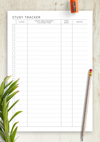 Download Study and Homework Tracker Template