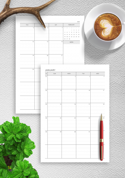Download Two Page Lined Monthly Calendar