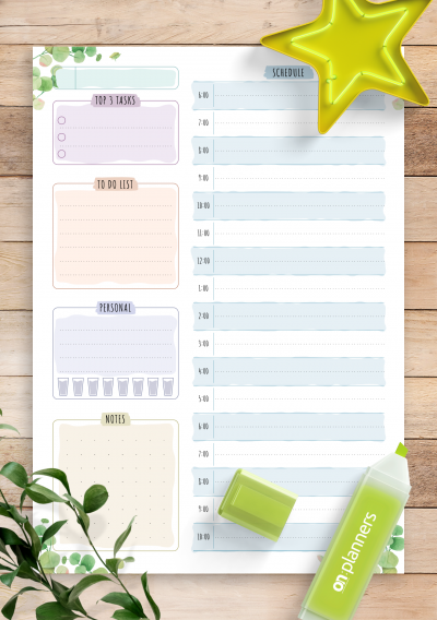 Download Undated Daily Planner Template - Floral Style