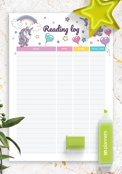 Download Unicorn Reading Log Template For Kids