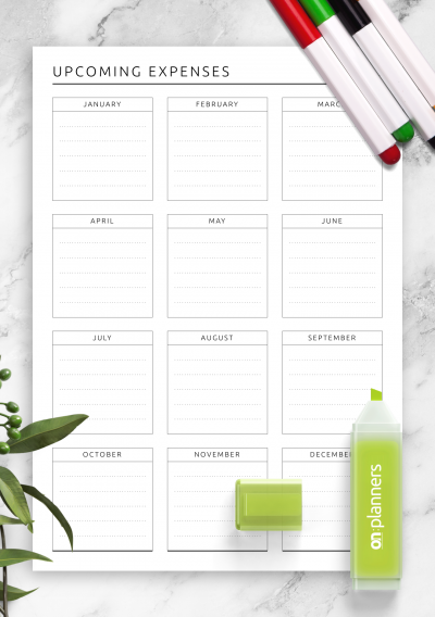 Download Upcoming Expenses Template