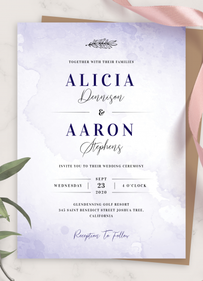 Download Violet Watercolor Wedding Invitation