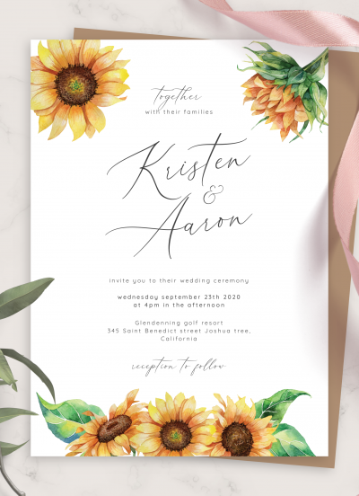 Download Watercolor Sunflower Wedding Invitation