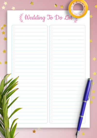 Download Wedding To Do List - Elegance Style