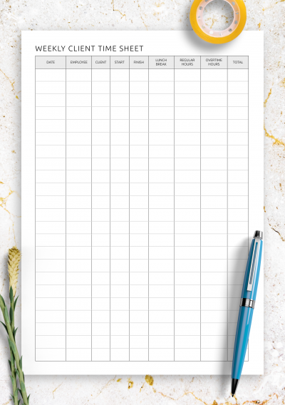 Download Weekly Client Time Sheet Template