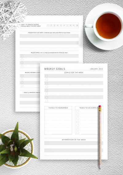 Download Weekly Goals and Review Template