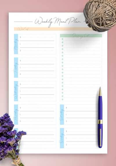 Download Weekly Meal Plan and Shopping List