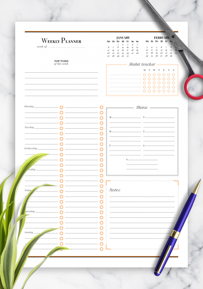 Download Weekly planner with habit tracker