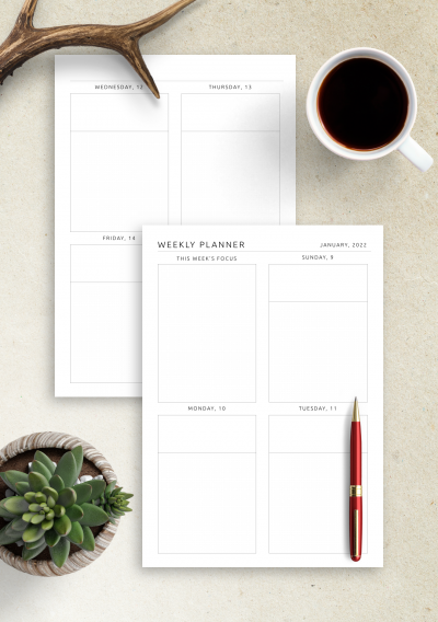 Download Weekly Planner Template with Dotted Sections