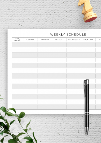 Download Weekly Schedule Template - Landscape View