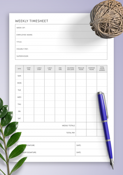 Download Weekly Timesheet Template