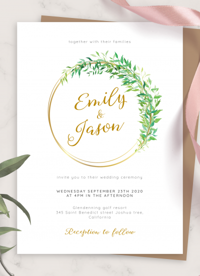 Download Willow Wreath Greenery Wedding Invitation