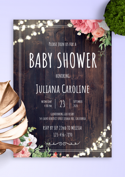 Download Wood Rustic Baby Shower Invitation