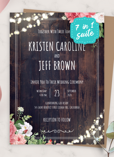 Download Wood Rustic Wedding Invitation Suite