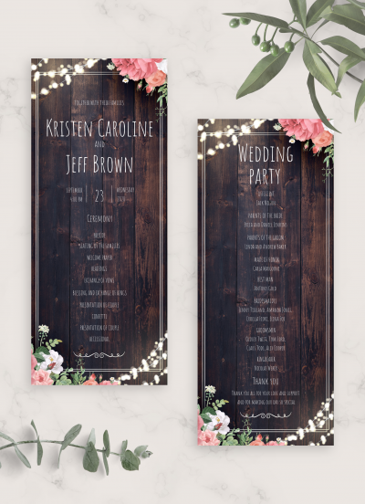 Download Wood Rustic Wedding Program Card