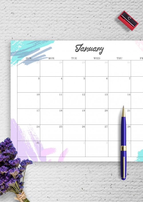 Colored January Calendar
