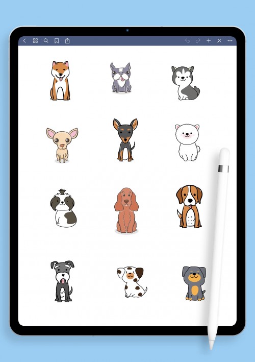 Cute Dogs Stickers for iPad / Android: GoodNotes, Notability, Samsung Notes