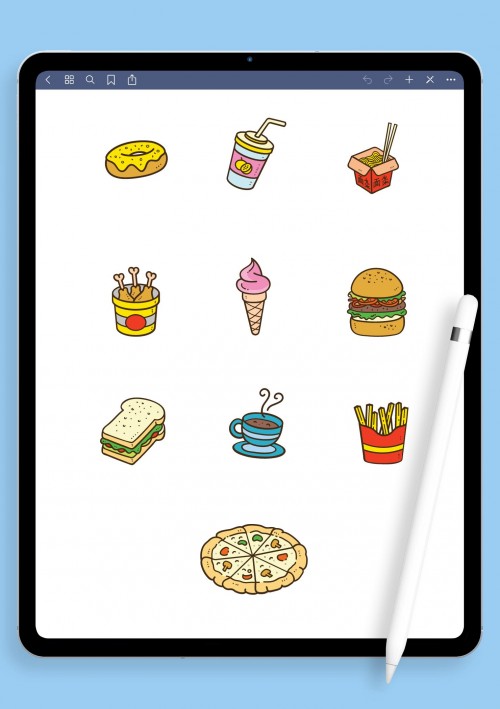 Cute Food Sticker Pack for iPad: GoodNotes, Notability, Samsung Notes