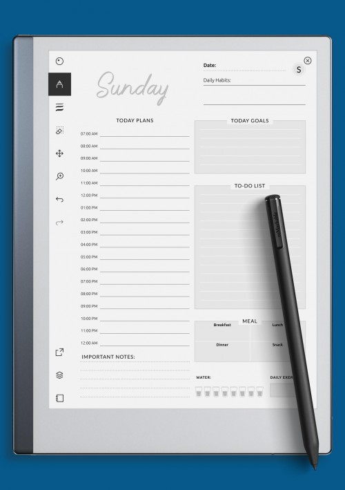 reMarkable Daily Hourly Schedule and To Do List Template