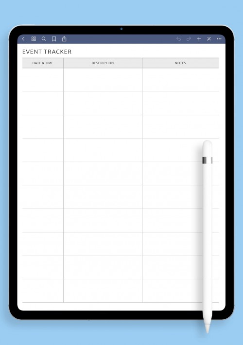 Event Tracker Template for GoodNotes