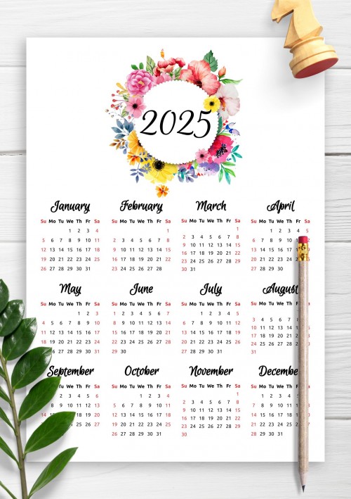 Floral 2025 calendar