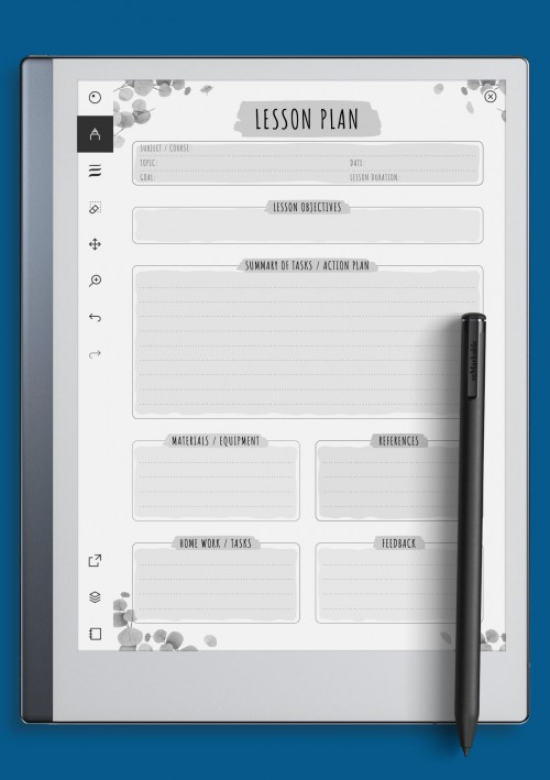 reMarkable Lesson Plan Template - Floral Style