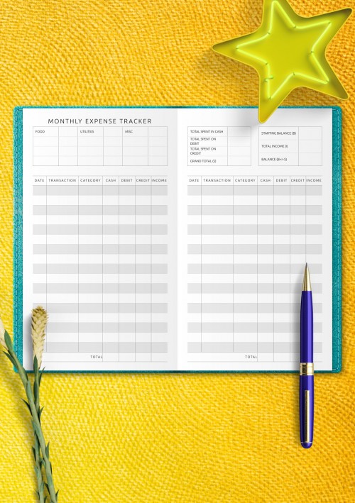 Travelers Notebook Monthly Expense Tracker