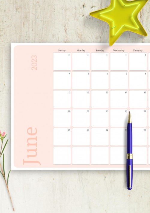 Pink June 2023 Calendar