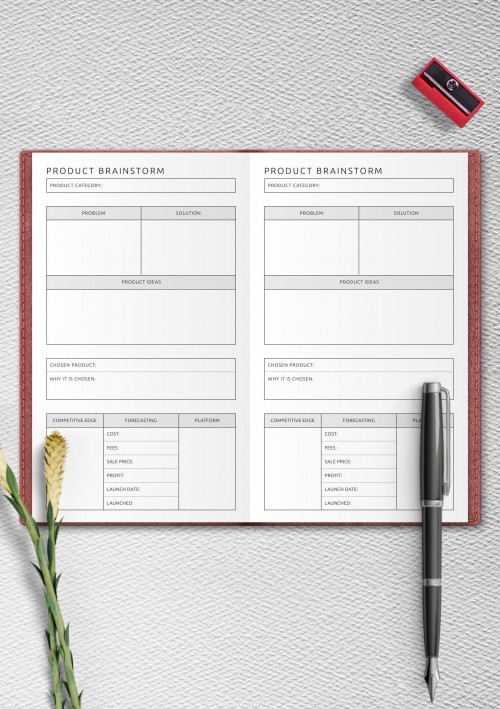 Travelers Notebook - Product Brainstorm Template
