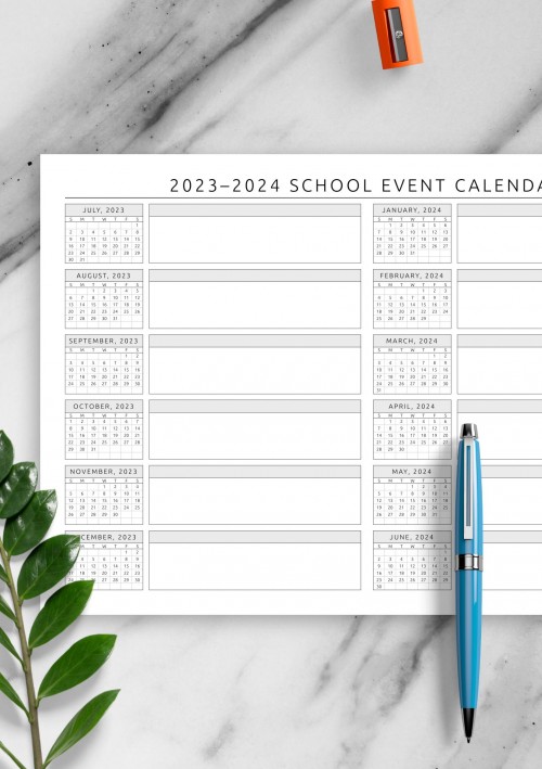 2023 School Event Calendar Template