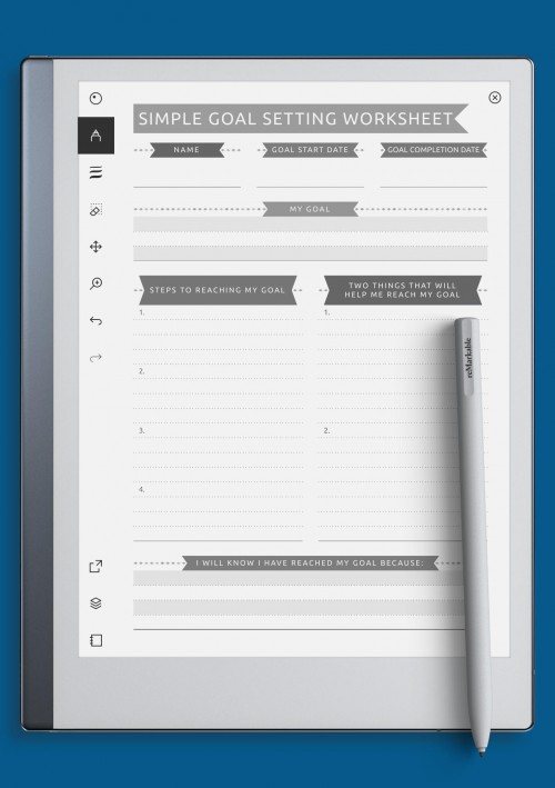 reMarkable Simple Goal Setting Worksheet - Casual Style
