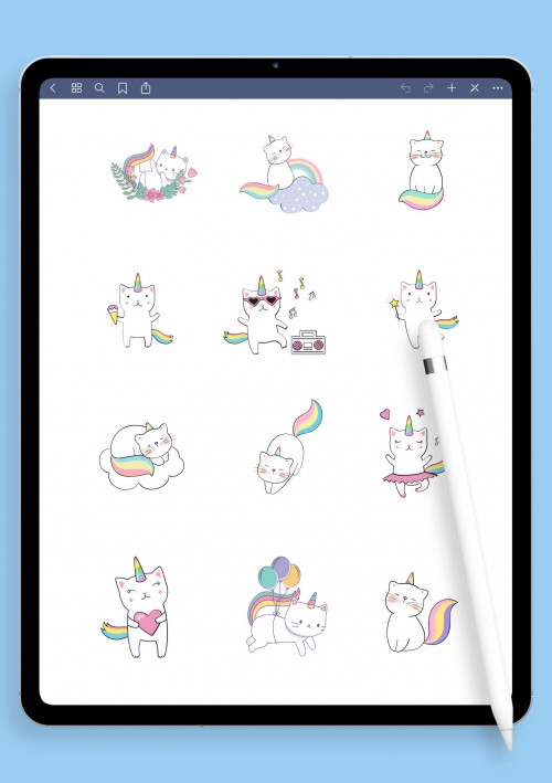 Unicorn Cats Sticker Pack for iPad