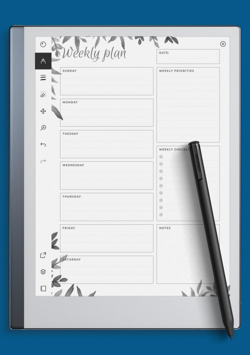 reMarkable Weekly Plan & Checklist Template