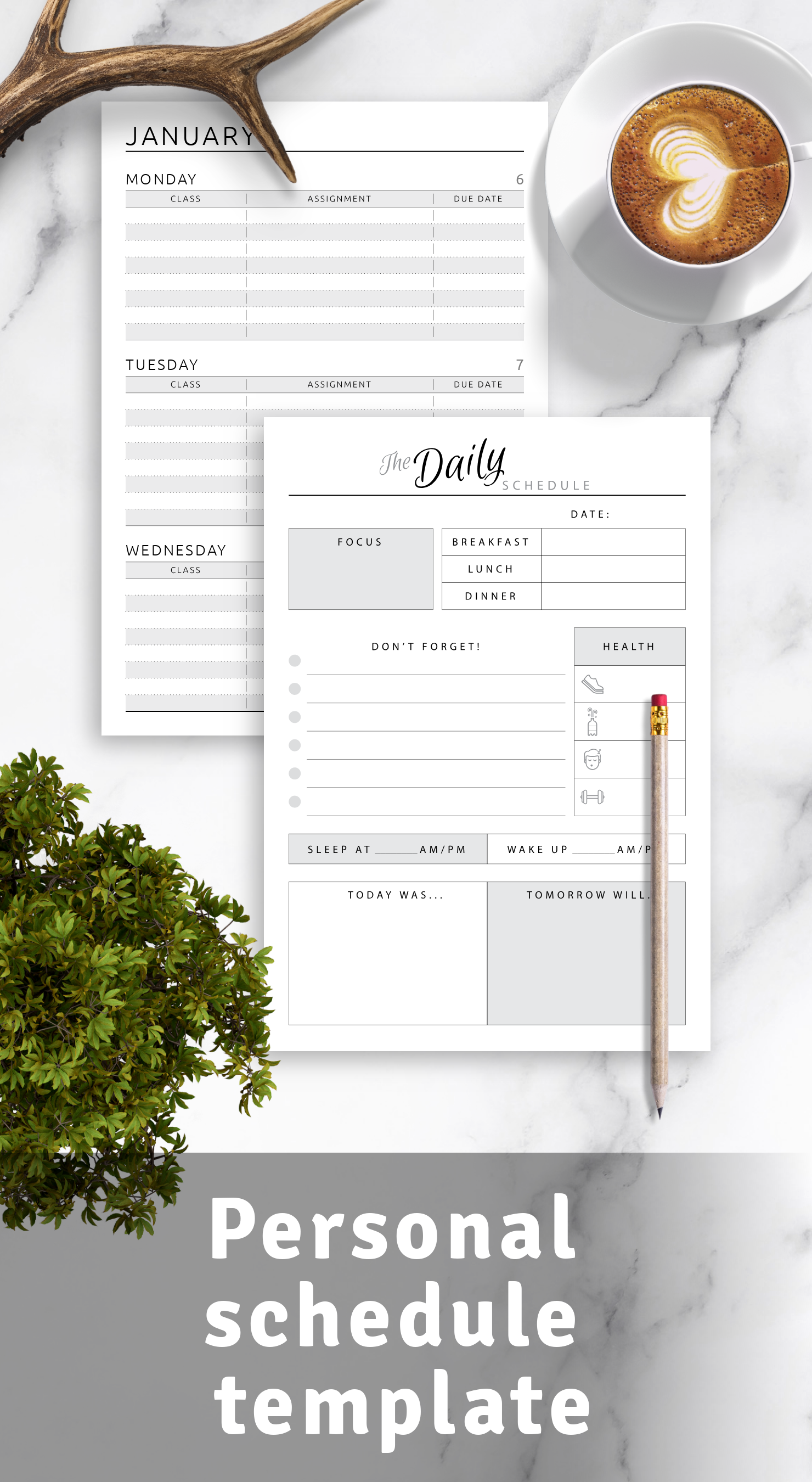 personal schedule template