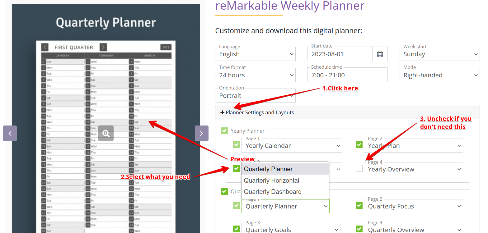 select layouts remarkable