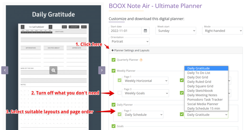 how to configure planner boox